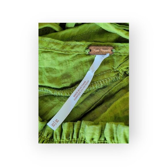 Free People Alicia Top in Lace Fern Green balloon sleeve boho hippie EUC size M - Picture 7 of 12